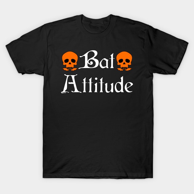 Bat Attitude (Orange Version) T-Shirt by Jan Grackle